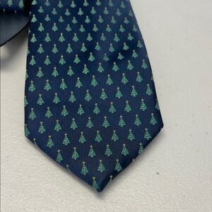 Navy Blue Christmas Tree Patterned Tie